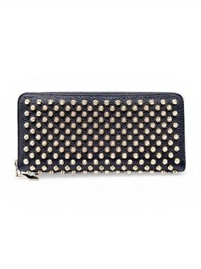 Christian Louboutin Pannetone Black Spiked Long Zippy Wallet